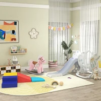 HOMCOM Kids Plush Ride-On Rocking Horse Toy Rocker with Plush Toy Realistic Sounds for Child 18-36 Months Pink(m-9)