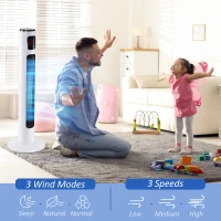 HOMCOM 38'' Freestanding Tower Fan, 3 Speed 3 Mode, 12h Timer, 70 Degree Oscillation, LED Panel, 5M Remote Controller, White(m-5)