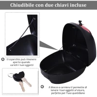 HOMCOM Bauletto Baule Universale Posteriore per Moto Scooter Motorini in PP 41 x 40 x 30 cm Nero, 30L(m-4)