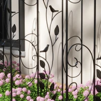 Outsunny Juego de 4 Enrejados de Jardín Soportes para Enredaderas de Acero para Plantas Trepadoras y Decoración 40x106 cm Negro(m-8)