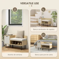 HOMCOM Zapatero de Entrada Recibidor con Cojín Puerta y Estante Zapatero con Asiento para Salón Pasillo 80x35x47 cm Natural(m-6)