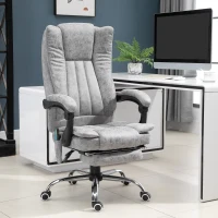 Vinsetto Sedia da Ufficio Massaggiante e Riscaldante ad Altezza Regolabile, Poltrona con Poggiapiedi, Sedia Ergonomica in Microfibra, 62x70x113-120 cm, Grigio(m-2)