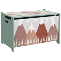 ZONEKIZ Cajas de Juguetes para Niños de 3 a 8 Años Cajas de Almacenamiento con 2 Asas y Estampado de Osos 60x37x39 cm Verde(m-1)