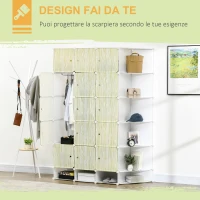 HOMCOM Mobile Scarpiera Modulare Salvaspazio, Pannelli a Cubo e Triangolo in PP e Acciaio, 145x47x196 cm, Bianco(m-6)