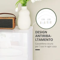 HOMCOM Cassettiera Moderna 5 Cassetti Antiribaltamento in Legno, 55x33x100 cm, Bianco Lucido(m-5)