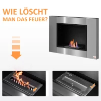 HOMCOM Ethanol-Kamin Bio-Ethanol-Brenner 0,9 L 3 Stdn. Brenndauer kein Rauch Edelstahl 80 x 14 x 54 cm(m-4)