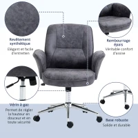 Vinsetto Fauteuil de bureau chaise d'ordinateur ergonomique hauteur réglable microfibre respirante pivotant à 360° 67 x 69 x 92-102 cm gris foncé(m-7)