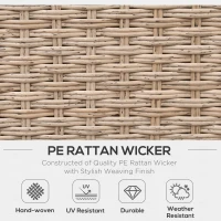 Outsunny 4 Pieces Rattan Garden Furniture Set, Garden Corner Sofa with Side Trays, Wicker Conservatory Furniture Set with Loveseats, Slatted Plastic Top Coffee Table and Cushions, Beige(m-4)