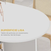 HOMCOM Mesa de Comedor Plegable con Ruedas Mesa de Cocina con Alas Abatibles y 2 Estantes Abiertos 120x60x77 cm Blanco(m-7)