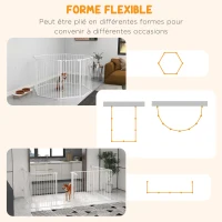 PawHut Barrière de sécurité barrière de protection parc enclos chien pliable modulable 8 panneaux avec porte hauteur 90cm blanc(m-4)