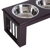 PawHut Hunde-Futterstation, rutschfest, 58,4 x 30,5 x 25,4cm, Grau, 2L pro Napf(m-9)