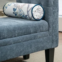 HOMCOM Panca Fondoletto con Braccioli Trapuntati e 2 Cuscini, in Ciniglia e Legno, 115.5x45x56 cm, Grigio e Nero(m-8)