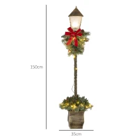 Outsunny Weihnachtslaterne mit Beeren, Zapfen & Schleife, LED-Lichter, Metallmast, 150 cm(m-3)