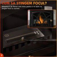 HOMCOM Semineu cu Bioetanol de Podea cu Arzator de 1.2L si Durata de 3 Ore, Biosemineu din Otel cu Acoperire de 25㎡, 45x28x54cm, Negru(m-5)