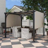 Outsunny 3 x 3(m) Outdoor Pergola, Garden Pergola Gazebo with Adjustable Canopy, Beige(m-2)