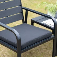 Outsunny Set da Giardino 3 Pezzi con Tavolino e 2 Sedie con Cuscini, Acciaio e Plastica, Grigio Scuro(m-7)