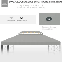 Outsunny Ersatzdach für Metallpavillon 3x4m wasserabweisend Pavillondach mit Doppeldach, Ersatzbezug für Gartenpavillon Partyzelt Gartenzelt Polyester Hellgrau(m-5)