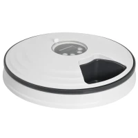 PawHut Dispensador de Comida para Mascotas Comedero Automático con Temporizador Pantalla LED 6 Cuencos Ø30,5x7,2 cm Blanco(m-1)