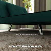 HOMCOM Poltrona Letto Singolo con Schienale Reclinabile in Velluto, 100x88x83cm, Verde Scuro(m-6)