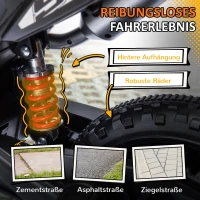 AIYAPLAY 12V Kinder-Motorrad mit Stützrädern, LED-Lichtern, Musik, USB, Elektro-Motorrad für Jungen und Mädchen, Gelb(m-7)