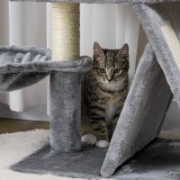 PawHut Árbol Rascador para Gatos Torre para Gatos con Múltiples Espacios para Jugar y Descansar 50x40x111 cm Gris(m-8)