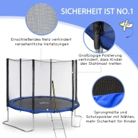 HOMCOM Trampolin Ø345 cm Gartentrampolin mit Sicherheitsnetz Randabdeckung gepolstert Stahl Schwarz+Blau bis 100 kg(m-4)