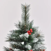 HOMCOM Albero di Natale Innevato con Bacche Rosse, Base Rimovibile e Pieghevole, 539 Rami, Φ70x180cm, Verde(m-9)