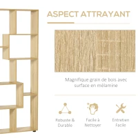 HOMCOM Bibliothèque étagère Zig zag Design Contemporain 70L x 24l x 178H cm Panneaux Particules Bois naturel(m-5)