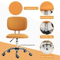 Vinsetto Silla de Escritorio Giratoria Tapizado de Tela con Altura Ajustable Estilo Moderno Carga 120 kg 48x53x80-90 cm Naranja(m-5)