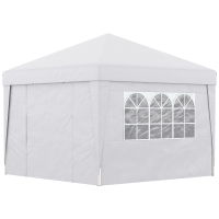 Outsunny Tonnelle de jardin pliante 3 x 3 x 2,75 m anti-UV 30 + avec fenêtres + parois latérales + sac de transport blanc