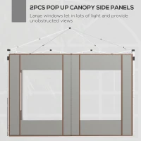 Outsunny Set of Two 295cm Replacement Canopy Walls - Grey(m-6)
