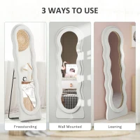 HOMCOM Wavy Velvet-Feel Full Length Mirror - White(m-6)