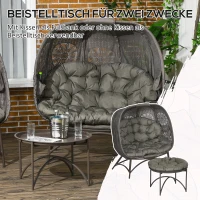 Outsunny Gartenmöbel-Set, 2 Korbsessel mit Beistelltisch, faltbar, Sitzauflagen, Metallgestell, Farbe: Sand(m-4)