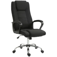 Vinsetto Bürostuhl Computerstuhl mit Wippenfunktion Kopfstütze ergonomischer Schreibtischstuhl drehbar höhenverstellbar Leinen-Touch Schwarz 62 x 76 x 110-119 cm(m-16)
