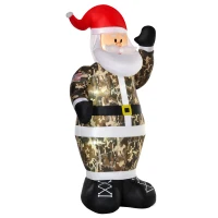 HOMCOM 8ft Christmas Inflatable Outdoor Santa Claus Saluting in Camouflage, Blow Up Yard Decoration Built-in LED Lights for Holiday Party Xmas Garden(m-1)