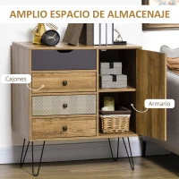 HOMCOM Cómoda con 4 Cajones Estilo Boho Cajonera de Madera con Patas de Metal para Salón Dormitorio 79x39x86 cm Marrón(m-4)