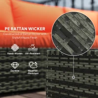 Outsunny Four-Piece Rattan Sofa Set - Orange/Grey(m-4)