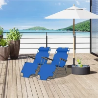 Outsunny Lot de 2 Chaise Longue Pliable Bain de Soleil fauteuil relax jardin transat de Relaxation Dossier inclinable Repose-Pied(m-2)