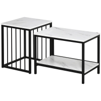 HOMCOM Satztisch-Set, pflegeleichte Oberflächen, Stahlgestell, Weiß/Schwarz