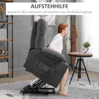 HOMCOM Aufstehhilfe Seniorensessel, Liegefunktion, inkl. Fernbedienung, 144 cm x 91 cm x 88 cm, Dunkelgrau(m-4)