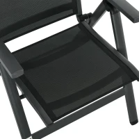 Outsunny Outdoor Sitzgruppe, 4 klappbare Stühle, Tisch mit Glasplatte, verstellbare Rückenlehne, Aluminium, Dunkelgrau(m-8)