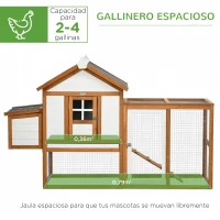 PawHut Gallinero de Madera para Exterior para 2-4 Gallinas con Nido Bandeja Extraíble y Rampa 181x79,5x117,5 cm Natural(m-4)