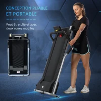 HOMCOM Tapis de course Fitness électrique pliable - 1 à 10 Km/h - écran LCD multifonctions - puissance 500 W - gris clair noir(m-5)
