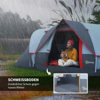 Outsunny Campingzelt für 5-6 Personen stabil wasserdicht Familienzelt mit Eingang Fenster Packtasche, Zelt mit 3000mm Wassersäule Tunnelzelt Kuppelzelt für Camping Reise Garten, Hellgrau(m-5)