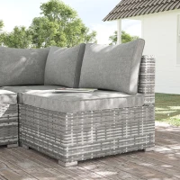 Outsunny Outdoor PE Rattan Furniture with Cushions, Garden Armless Chair with Adjustable Footpads and Back Support Cushion, for Garden, Yard, Terrace, Light Grey(m-13)