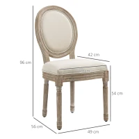 HOMCOM Set of Two French-Inspired Wooden Dining Chairs - Cream(m-3)