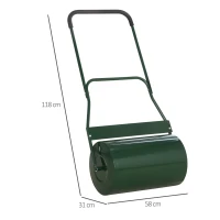 Outsunny Rasenwalze mit U-Griff Gartenwalze Gartenrolle 31 cm Durchmesser 40 L Wasser-/Sandfüllung  49 cm Arbeitsbreite Metall Grün(m-3)
