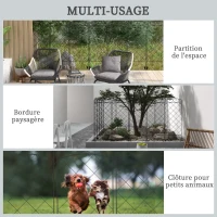 Outsunny Lot de 7 clôtures de jardin décoratives en métal avec ornements - 344L x 110H cm noir(m-6)