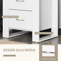 HOMCOM Comodino Moderno in Legno con 2 Cassetti per Camera da Letto, 48x39x54cm, Bianco(m-5)