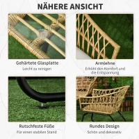 Outsunny Gartensitzgruppe, 4-tlg., Rattanoptik, rechteckiger Tisch, zwei Stühle, Zweisitzer, mit Sitzkissen, Sandfarbe(m-6)